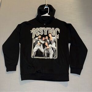 NSYNC Fleece Sweatshirt Hoodie Size Small Black Rue21 Pockets Brand New !!